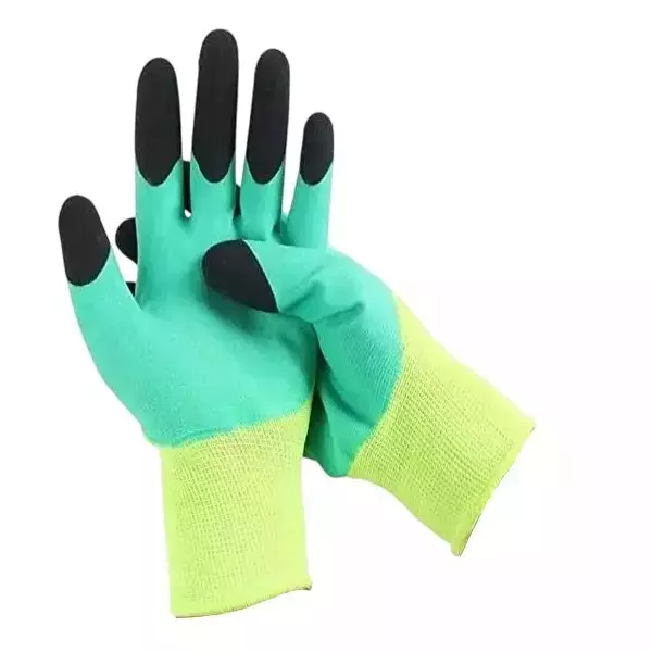 Swavind Safety Hand Gloves Durable Synthetic Material Foam Coated Palm Green & Black Free Size (Pack of 12 Pair)