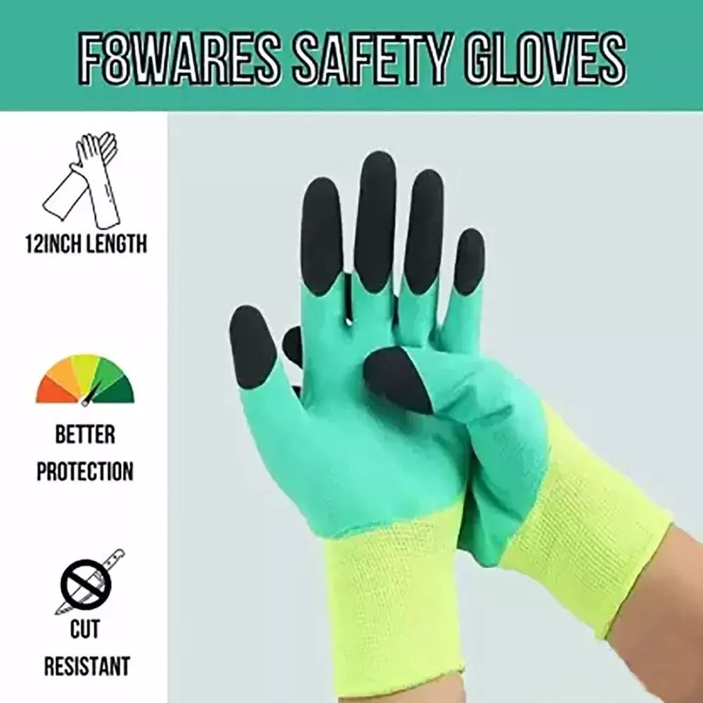 Swavind Safety Hand Gloves Durable Synthetic Material Foam Coated Palm Green & Black Free Size (Pack of 12 Pair)