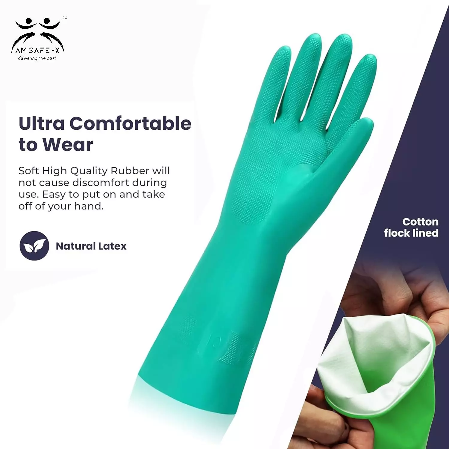 Swavind Safety Hand Gloves Chemical Resistant Natural Rubber Green Free Size (Pack of 120 Pair)