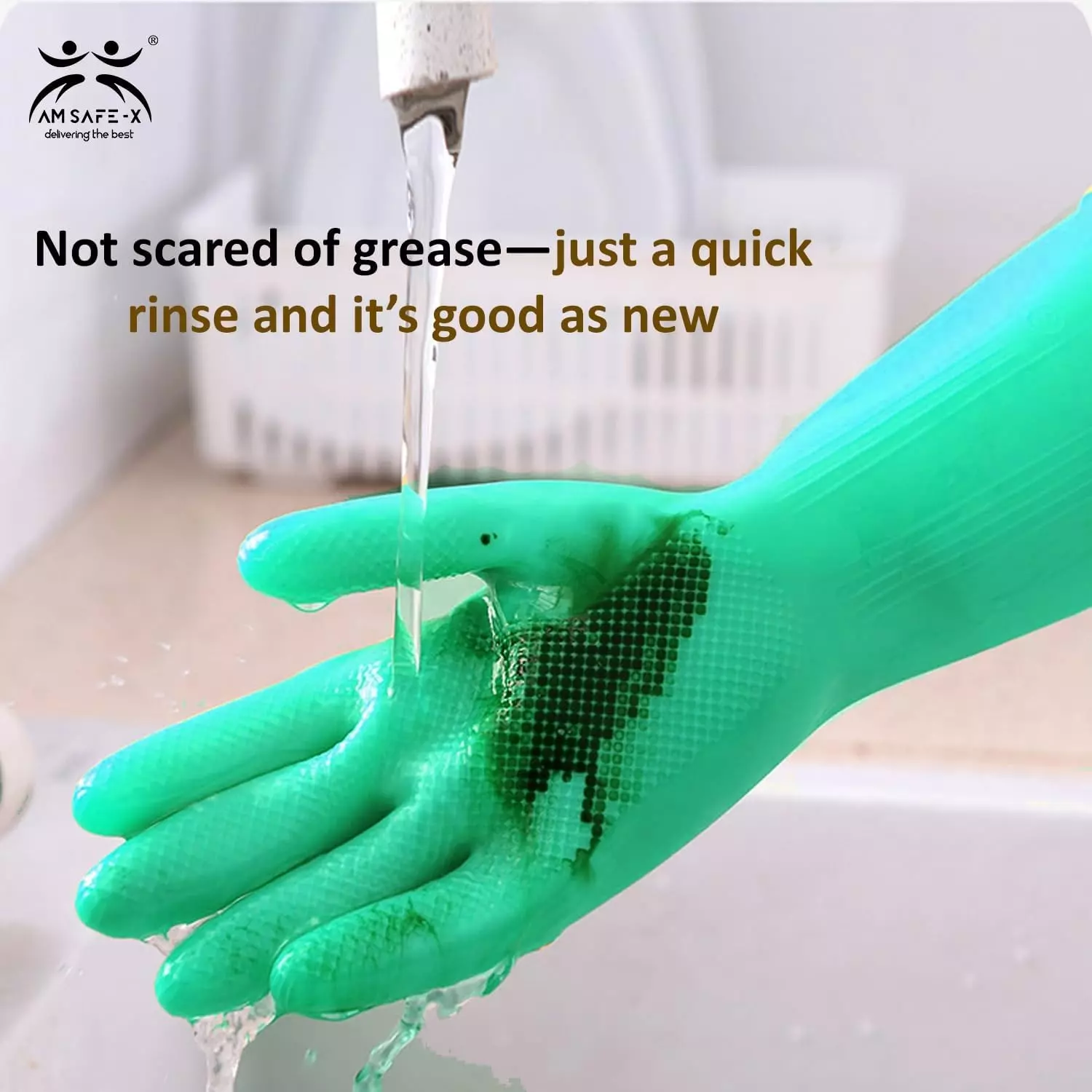 Swavind Safety Hand Gloves Chemical Resistant Natural Rubber Green Free Size (Pack of 120 Pair)