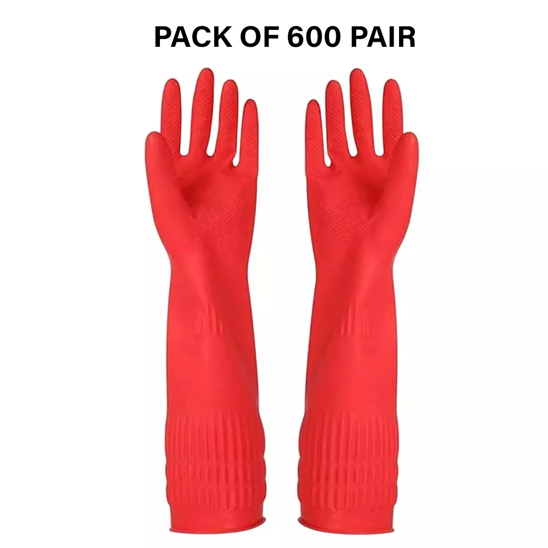 Swavind Safety Hand Gloves High-Quality Natural Rubber Chemical Resistant Red Free Size (Pack of 600 Pair)