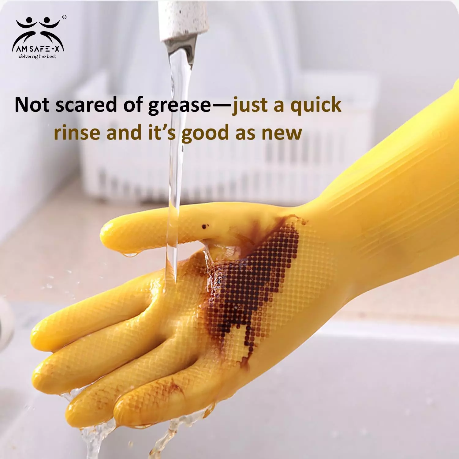 Swavind Safety Hand Gloves Chemical Resistant Natural Rubber with Textured Grip Yellow Free Size (Pack of 600 Pair)