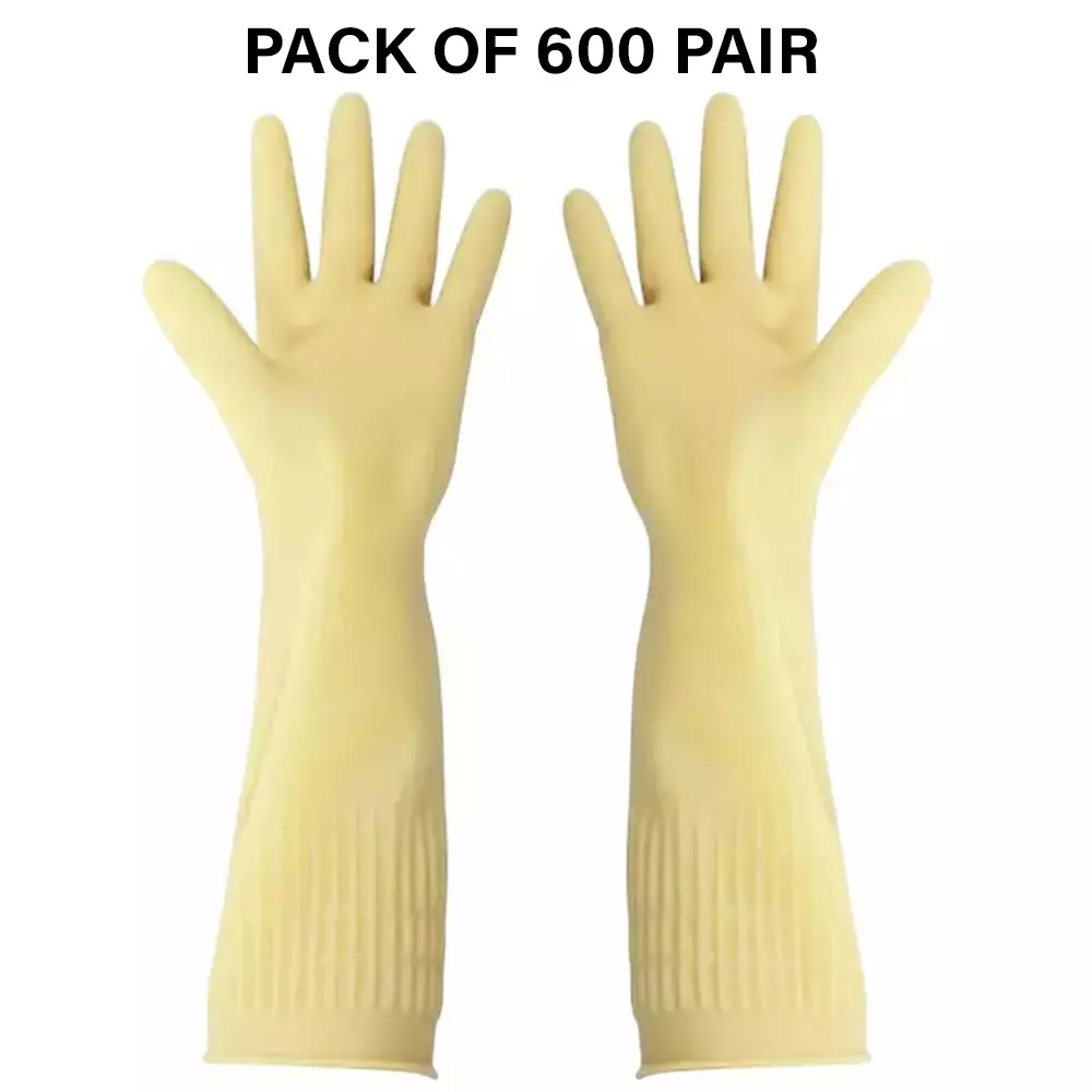 Swavind Safety Hand Gloves High-Quality Natural Rubber Textured Palm and Fingers Skin Color Free Size (Pack of 600 Pair)