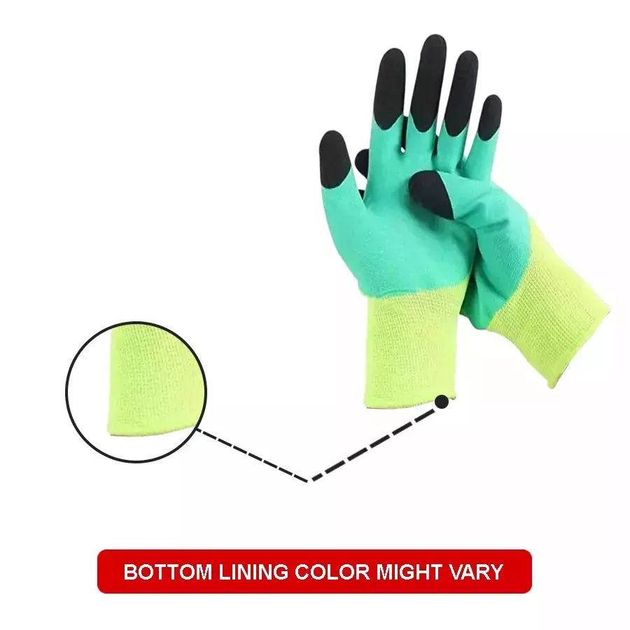 Swavind Safety Hand Gloves Durable Synthetic Material Foam Coated Palm Green & Black Free Size