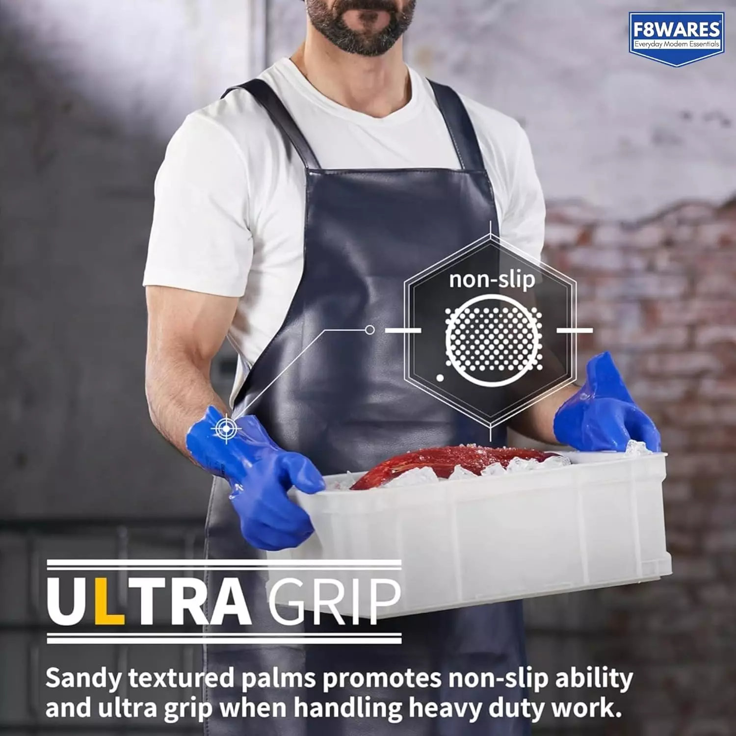 Swavind Safety Hand Gloves High-Quality PVC Textured Palm and Fingers 41 cm (16 inch) Length Blue Free Size