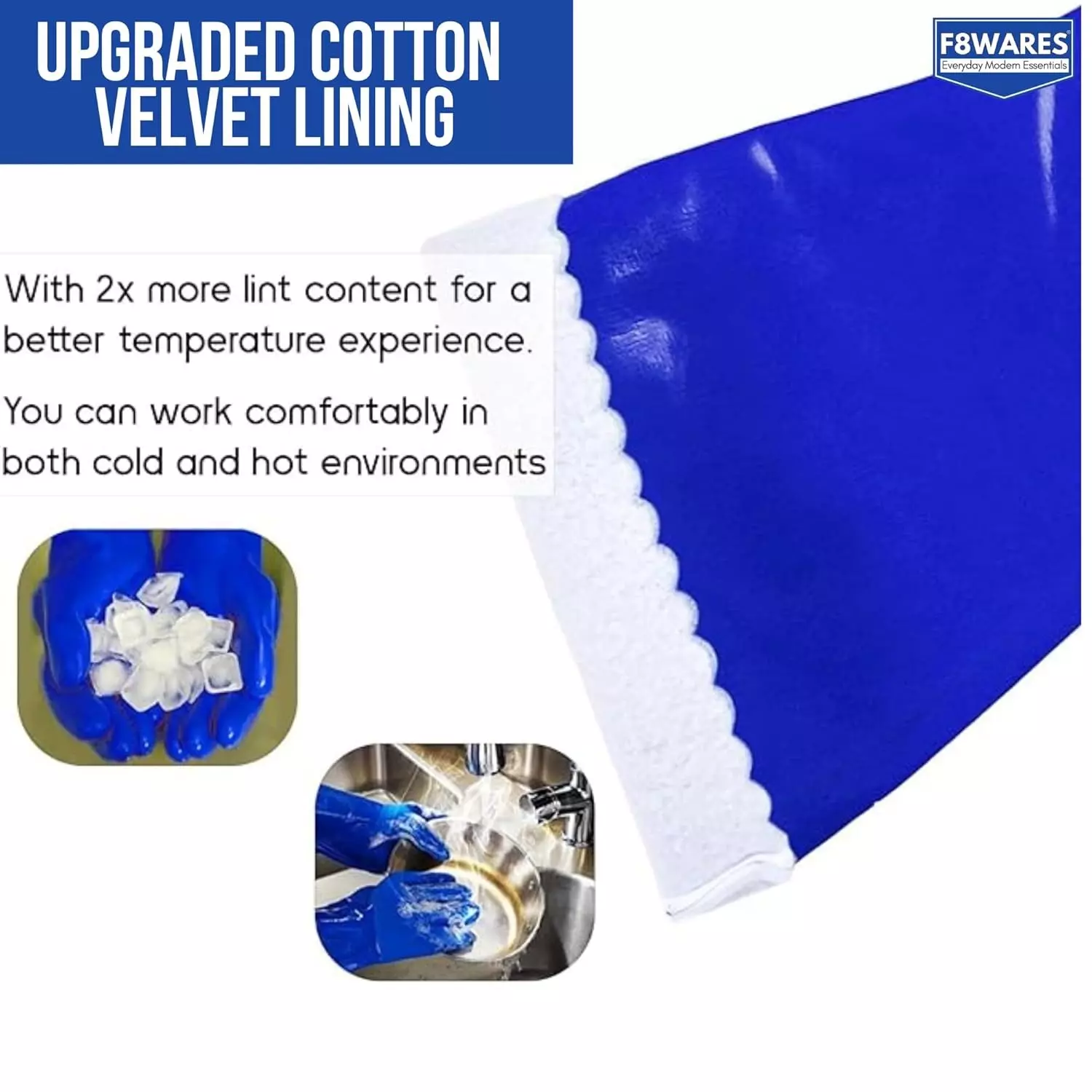 Swavind Safety Hand Gloves High-Quality PVC Textured Palm and Fingers 41 cm (16 inch) Length Blue Free Size