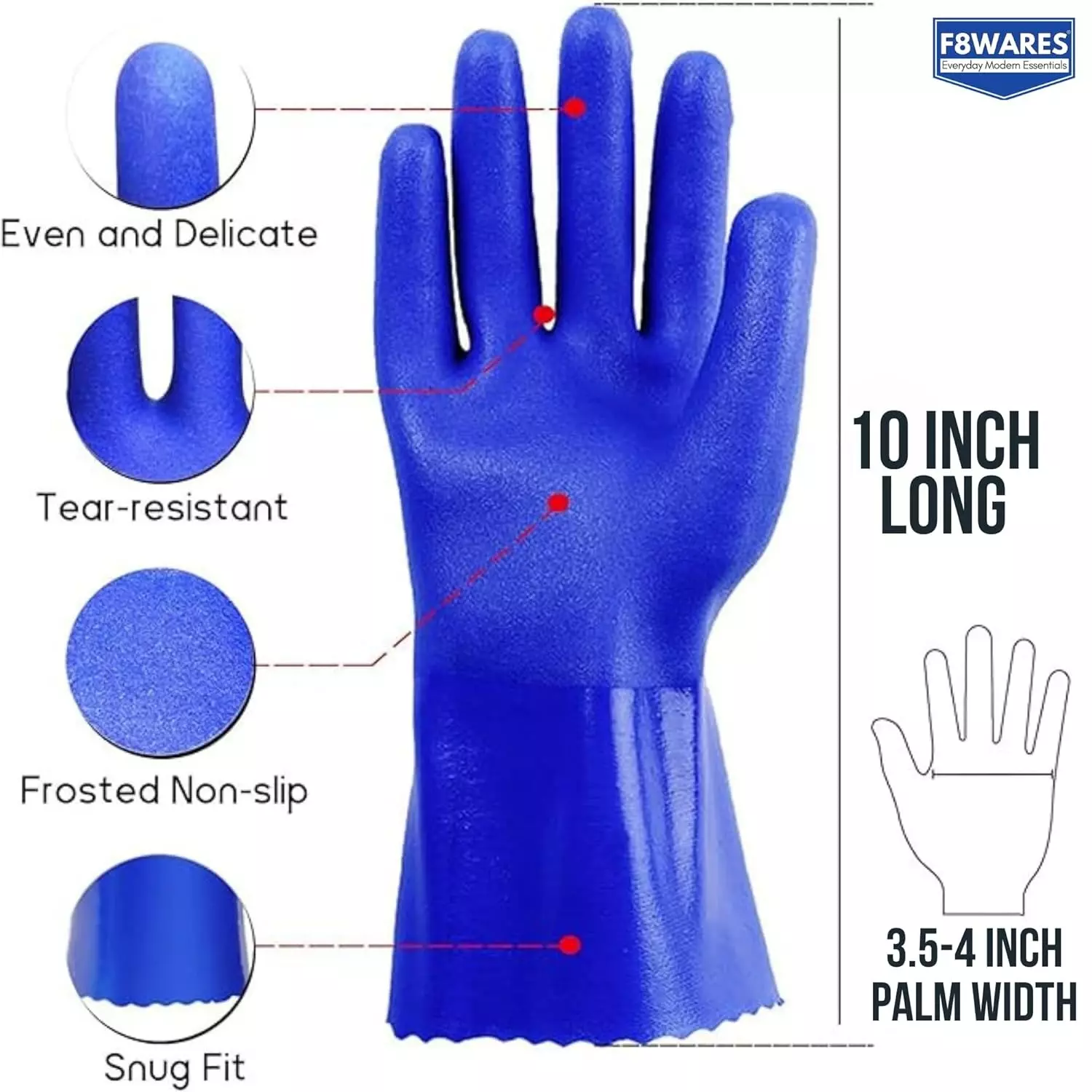Swavind Safety Hand Gloves High-Quality PVC Textured Palm and Fingers 41 cm (16 inch) Length Blue Free Size