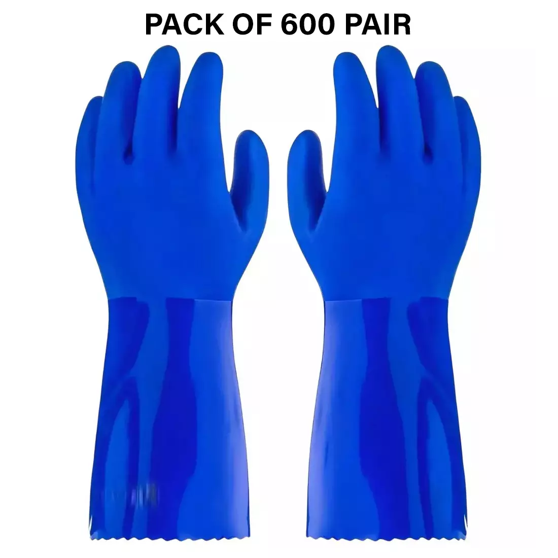 Swavind Safety Hand Gloves High-Quality PVC Textured Palm and Fingers 25 cm (10 inch) Length Blue Free Size (Pack of 600 Pair)