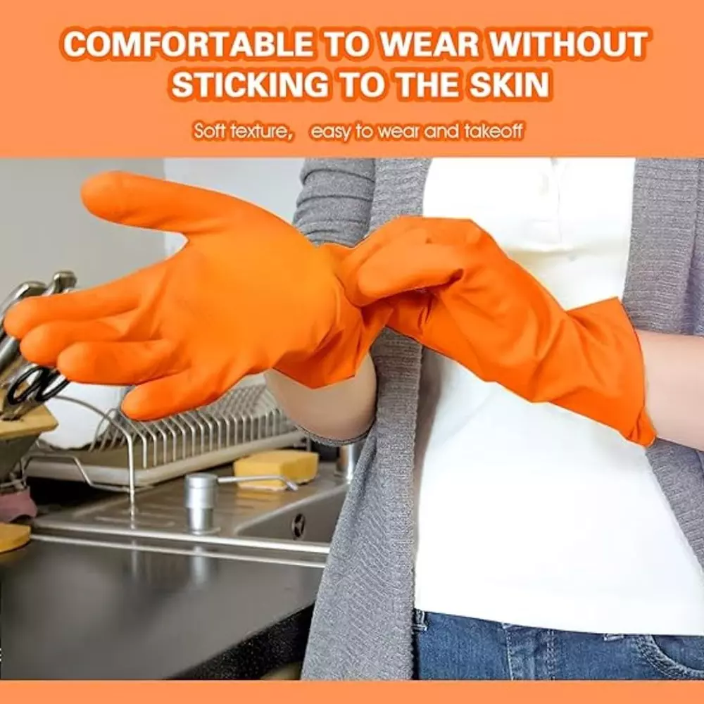 Laxmi Safety Hand Gloves Orange Acid and Alkali Chemical Resistant 40.64 cm (16 inch) Long