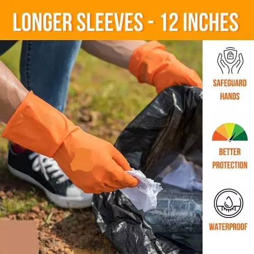 Laxmi Safety Hand Gloves Orange Acid and Alkali Chemical Resistant 40.64 cm (16 inch) Long