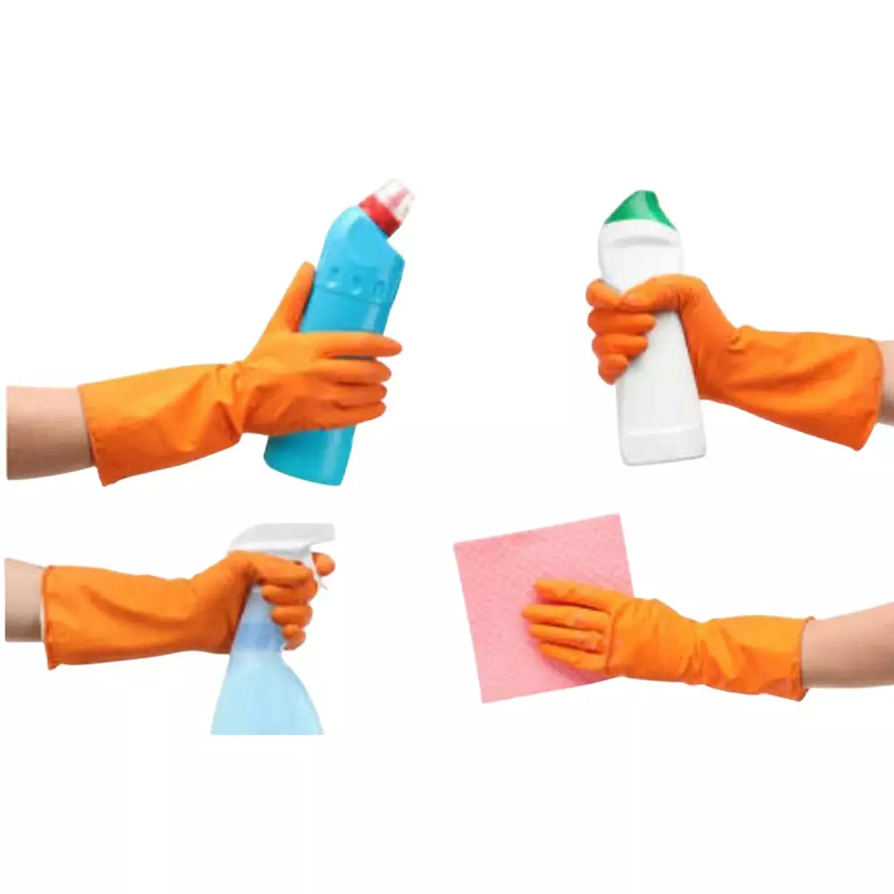 Laxmi Safety Hand Gloves Orange Acid and Alkali Chemical Resistant 25.4 cm (10 inch) Long (Pack of 12 Pair)