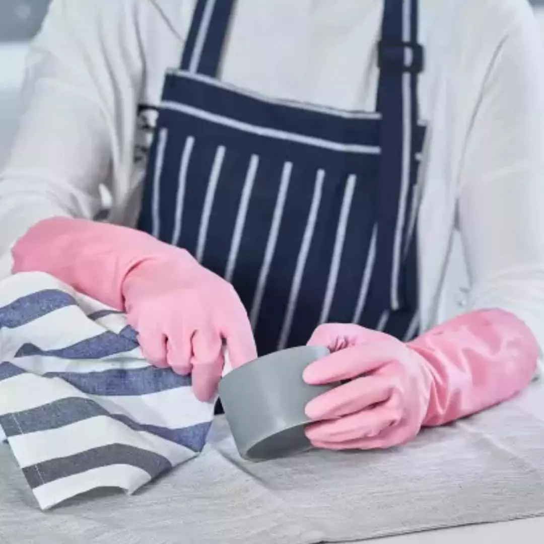 Swavind Safety Hand Gloves High-Quality Natural Rubber Textured Palm and Fingers Pink Free Size