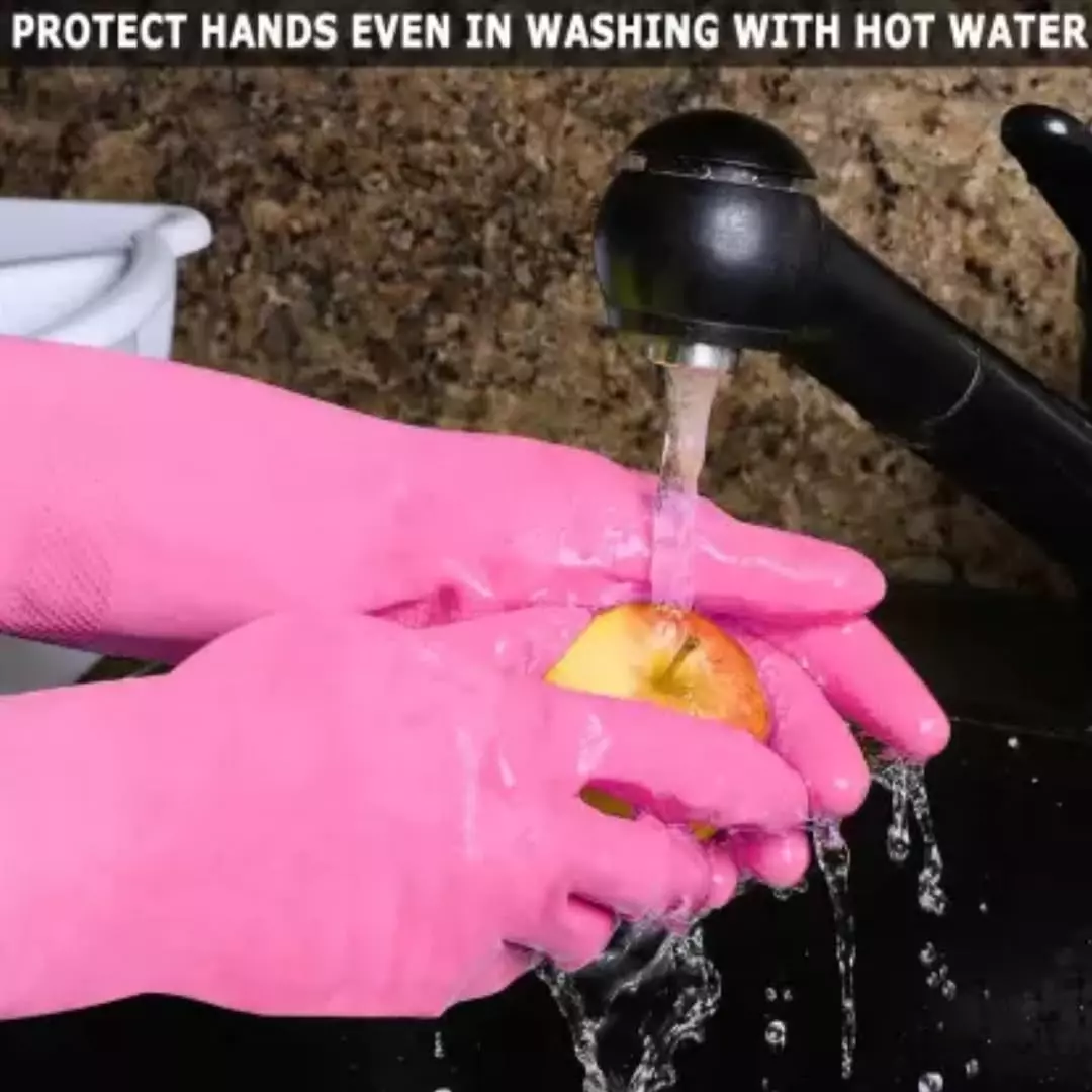 Swavind Safety Hand Gloves High-Quality Natural Rubber Textured Palm and Fingers Pink Free Size