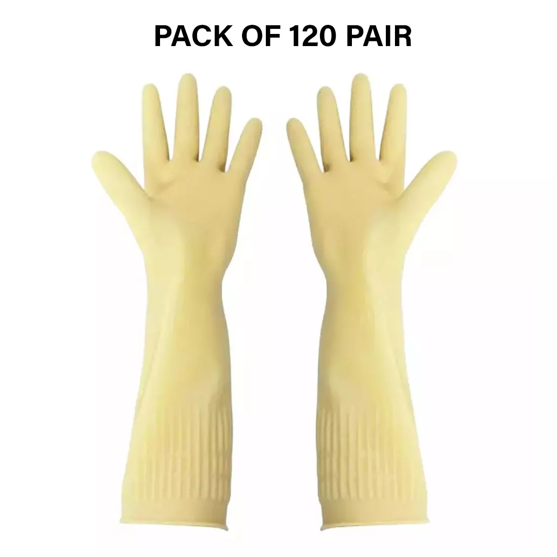 Swavind Safety Hand Gloves High-Quality Natural Rubber Textured Palm and Fingers Skin Color Free Size (Pack of 120 Pair)