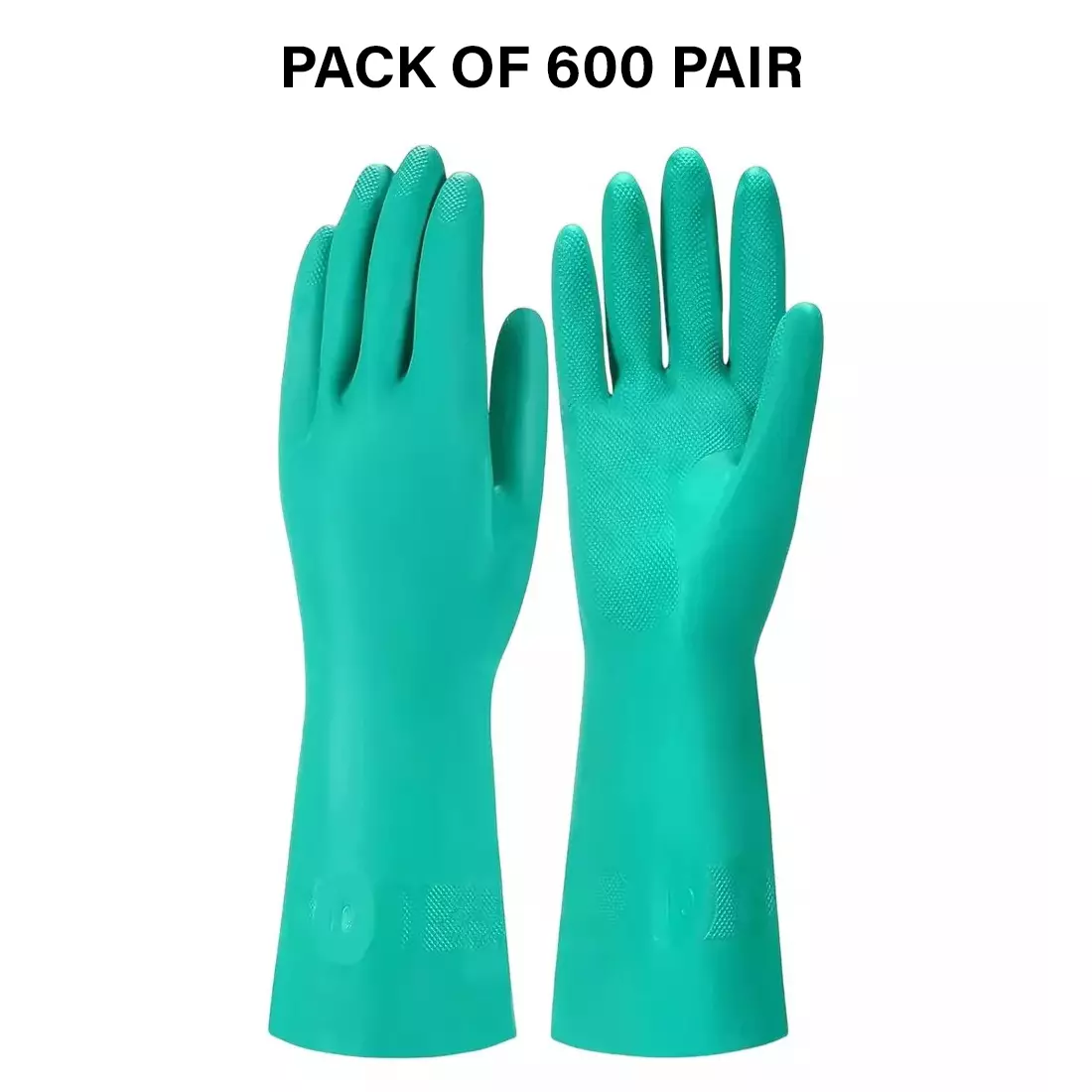 Swavind Safety Hand Gloves Chemical Resistant Natural Rubber Green Free Size (Pack of 600 Pair)