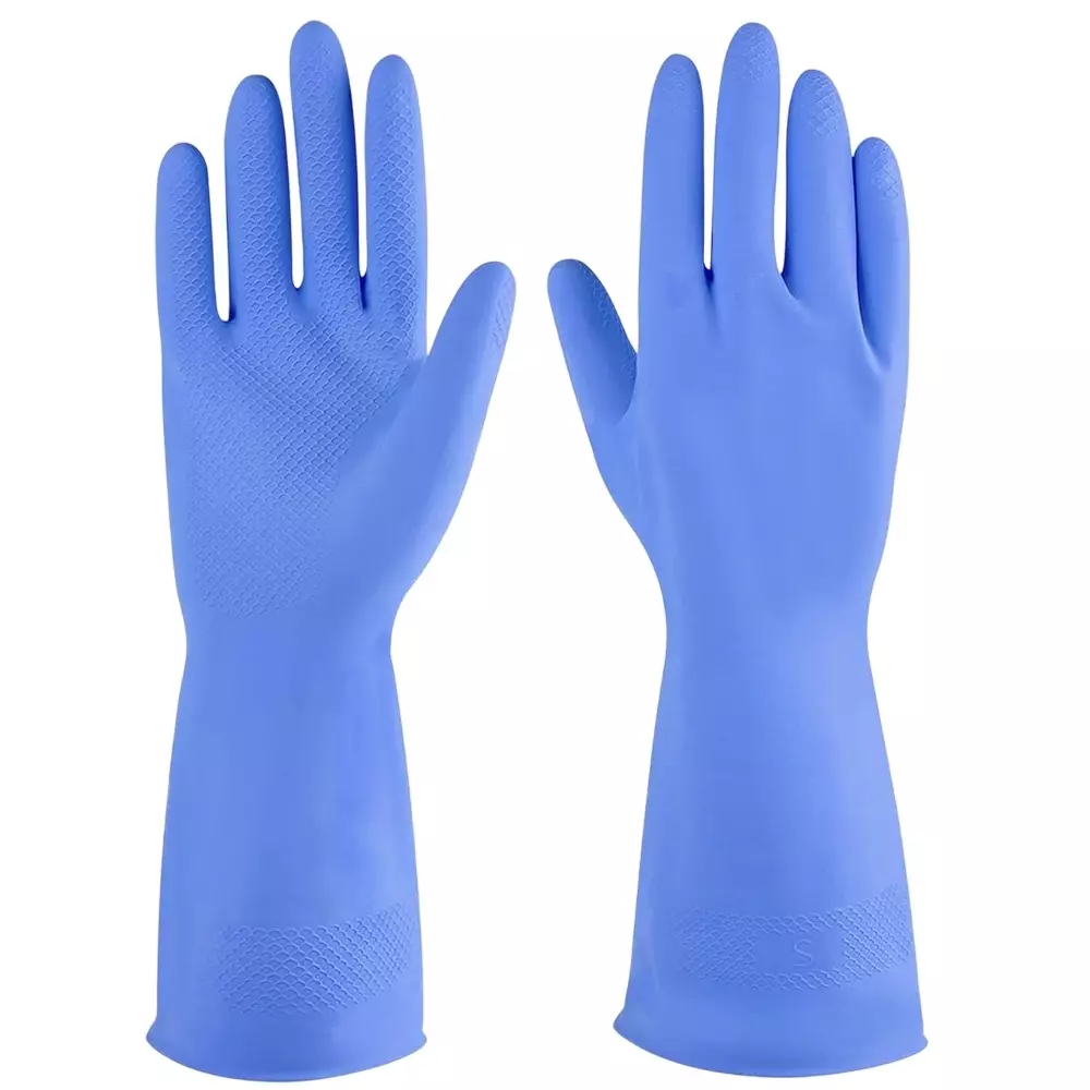 Swavind Safety Hand Gloves Chemical Resistant Natural Rubber with Textured Grip Blue Free Size (Pack of 600 Pair)