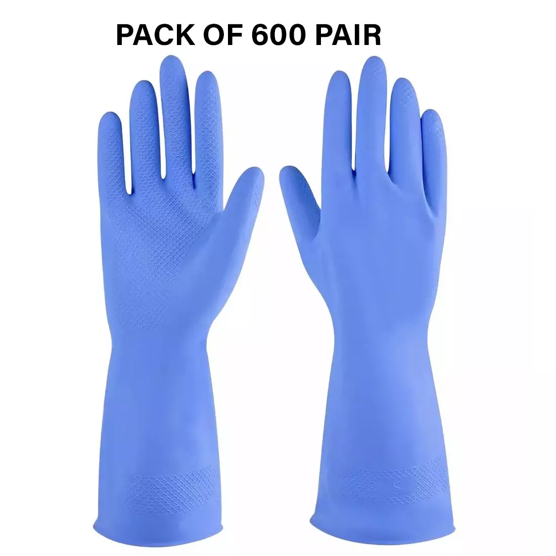 Swavind Safety Hand Gloves Chemical Resistant Natural Rubber with Textured Grip Blue Free Size (Pack of 600 Pair)