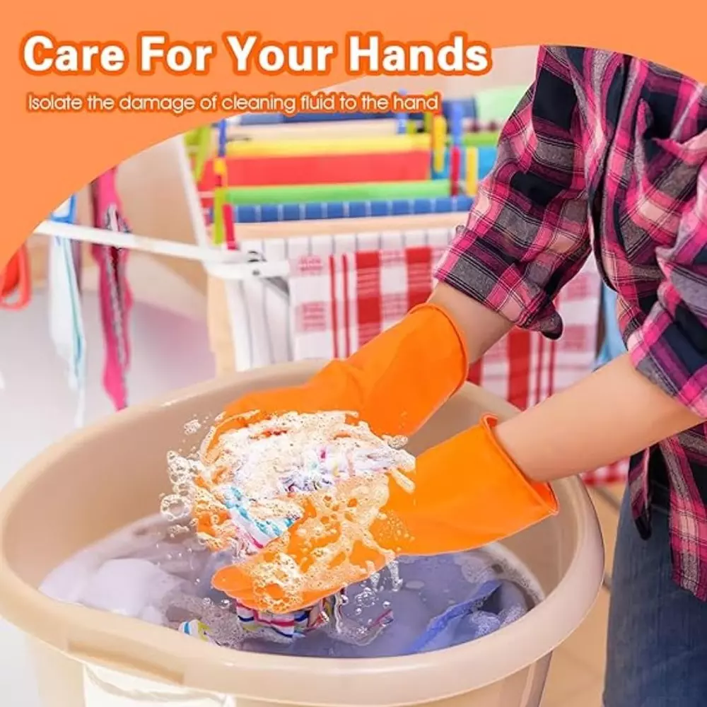Laxmi Safety Hand Gloves Orange Acid and Alkali Chemical Resistant 55.88 cm (22 inch) Long (Pack of 600 Pair)