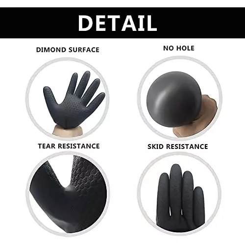 Laxmisafe Safety Hand Gloves High-Quality Natural Rubber Textured Grip Chemical Resistant Black Free Size (Pack of 600 Pair)