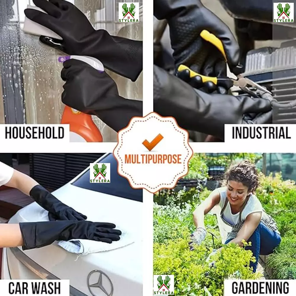 Laxmisafe Safety Hand Gloves High-Quality Natural Rubber Textured Grip Chemical Resistant Black Free Size (Pack of 600 Pair)