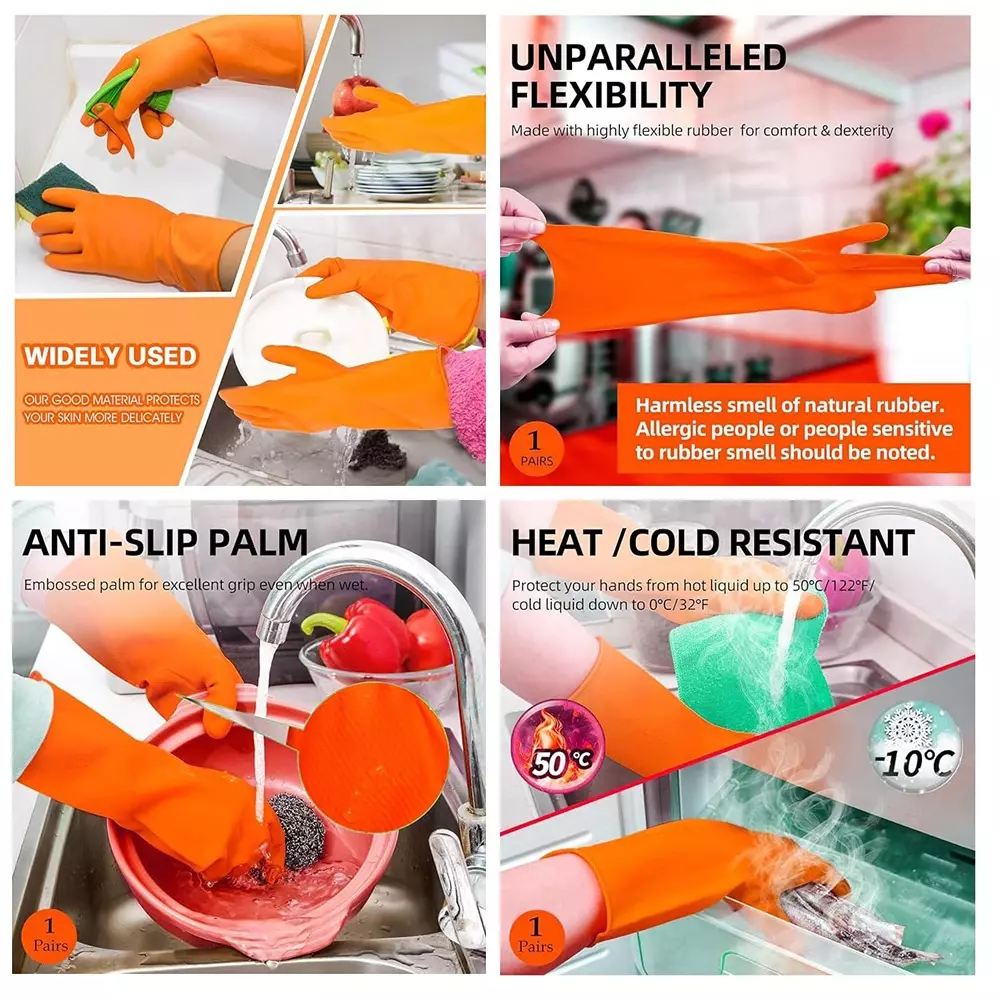 Laxmisafe Safety Hand Gloves High-Quality Natural Rubber Textured Grip Chemical Resistant Orange Free Size (Pack of 600 Pair)