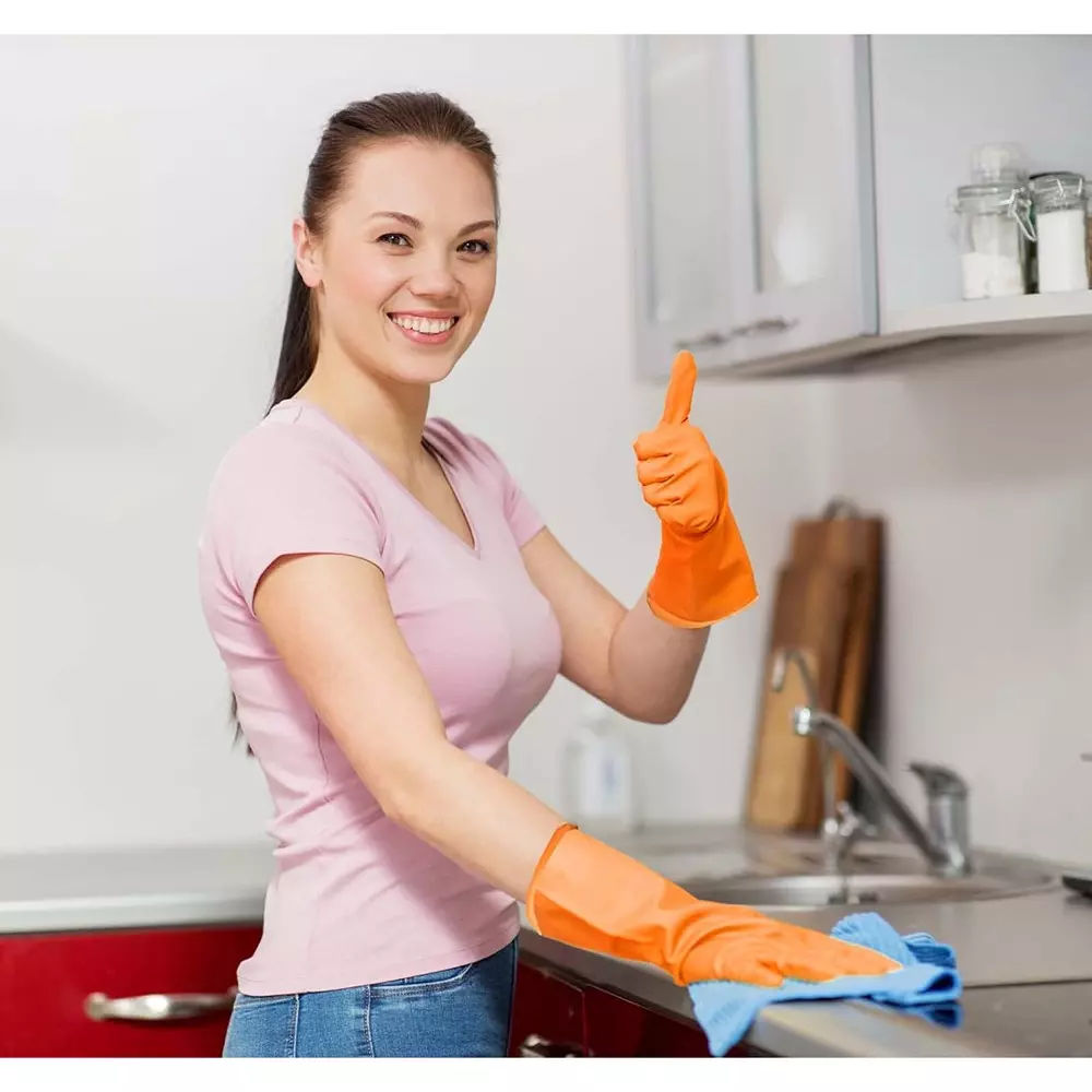 Laxmisafe Safety Hand Gloves High-Quality Natural Rubber Textured Grip Chemical Resistant Orange Free Size (Pack of 600 Pair)