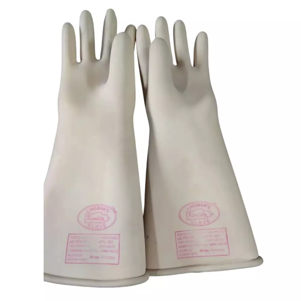 Kwallity 33 KV Electrical Rubber Hand Gloves 33000 V/20000 V White