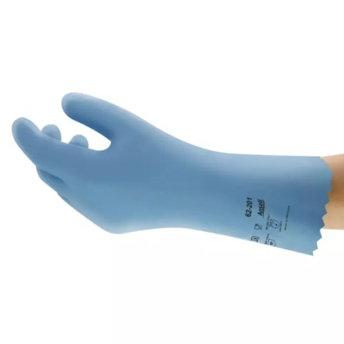 Ansell AlphaTec 62-201 Blue Nylon Abrasion & Chemical Resistant Natural Rubber Work Gloves Size 8 Latex, 62201080