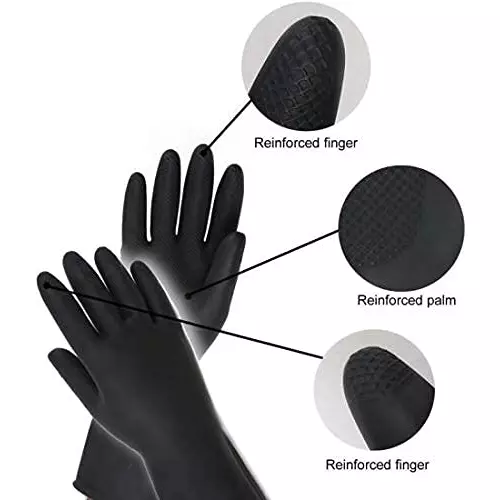 Laxmisafe Safety Hand Gloves High-Quality Natural Rubber Textured Grip Chemical Resistant Black Free Size (Pack of 120 Pair)