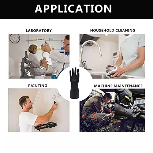 Laxmisafe Safety Hand Gloves High-Quality Natural Rubber Textured Grip Chemical Resistant Black Free Size (Pack of 120 Pair)