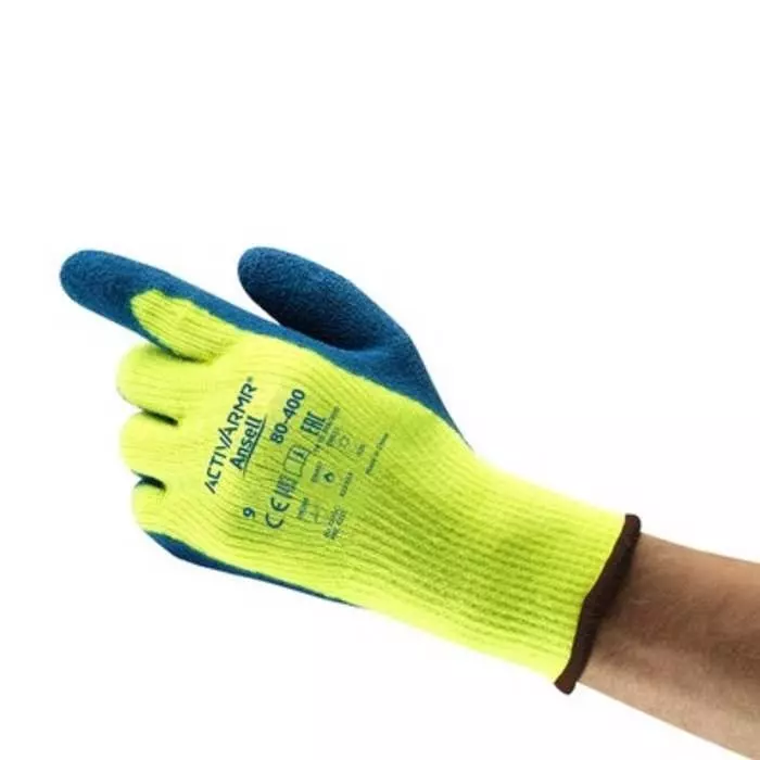 Ansell ActivArmr 80-400 Blue Acrylic Abrasion & Cut Resistant Natural Rubber Work Gloves Size 7 Latex, 80400070