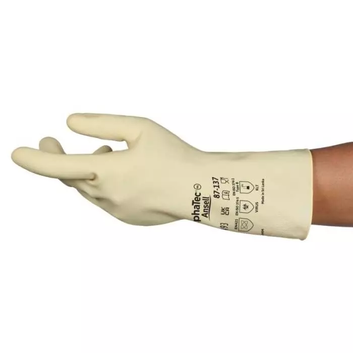 Ansell AlphaTec 87-137 Natural Rubber Latex Coating Good Dexterity Work Gloves Size 7.5, 87137075BP
