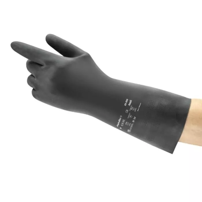 Ansell AlphaTec 29-500 Black Natural Rubber Latex Chemical Resistant Natural Rubber Gloves
