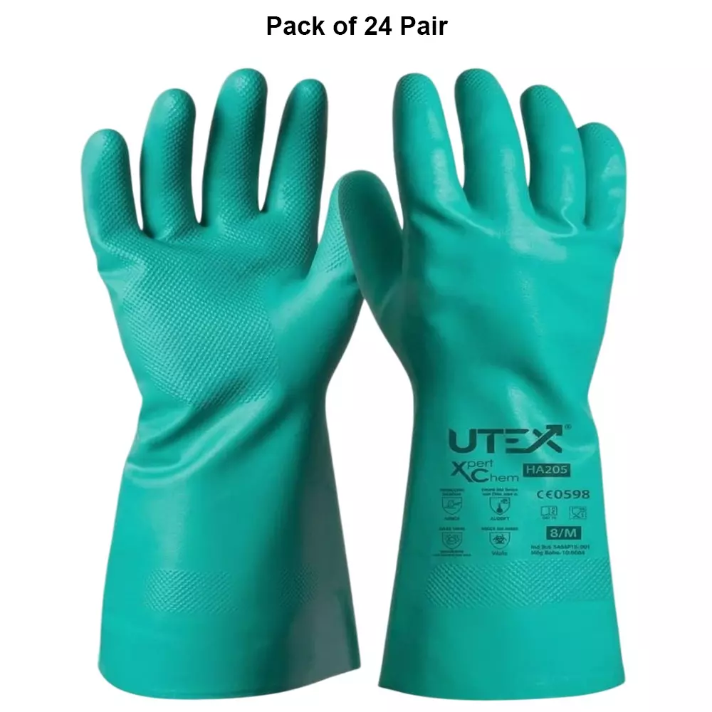 utex-xpert-chem-safety-hand-gloves-green-330-mm-length-m-size-nitrile-rubber-for-industrial-use-ha205-pack-of-24-pair