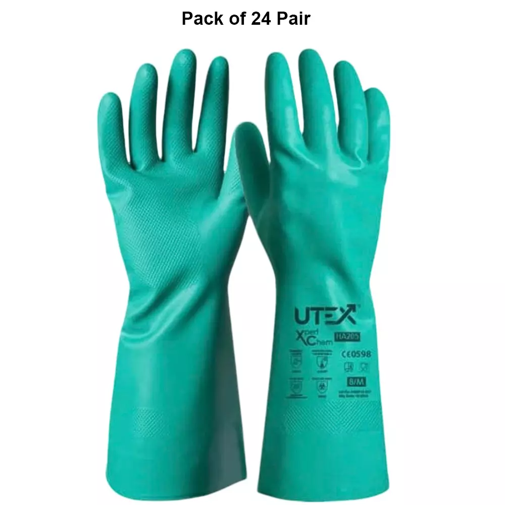 utex-xpert-chem-safety-hand-gloves-green-330-mm-length-m-size-nitrile-rubber-for-industrial-use-ha206-pack-of-24-pair