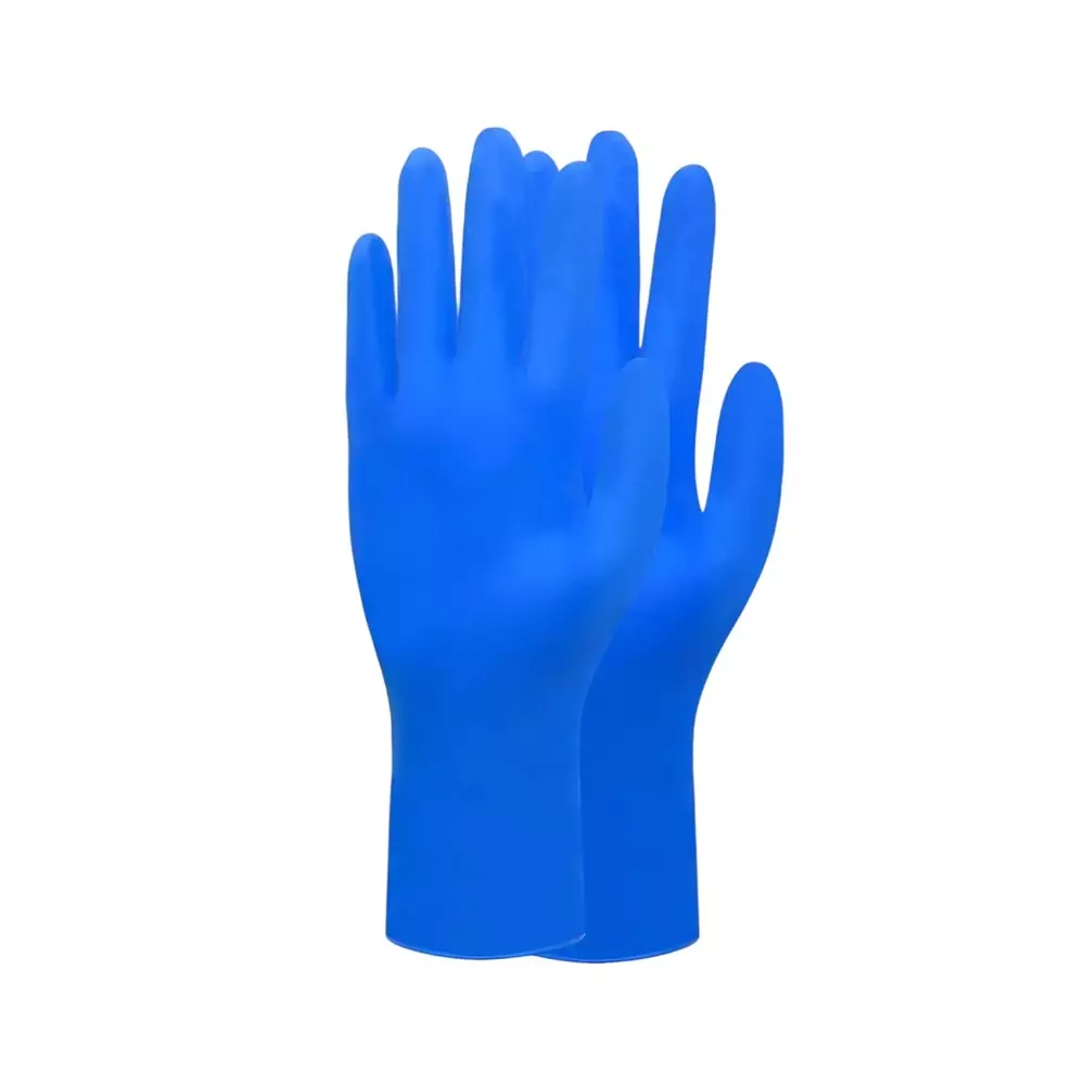Karam Safety Gloves Nitrile Blue L Size 245 mm Length for Hand Safety, HS502 (Pack of 100 Pair)