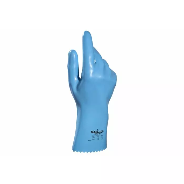 Mapa Jersette 300 Blue Latex Abrasion Resistant Chemical Resistant Cut Resistant Puncture Resistant Tear Resistant, 34300056
