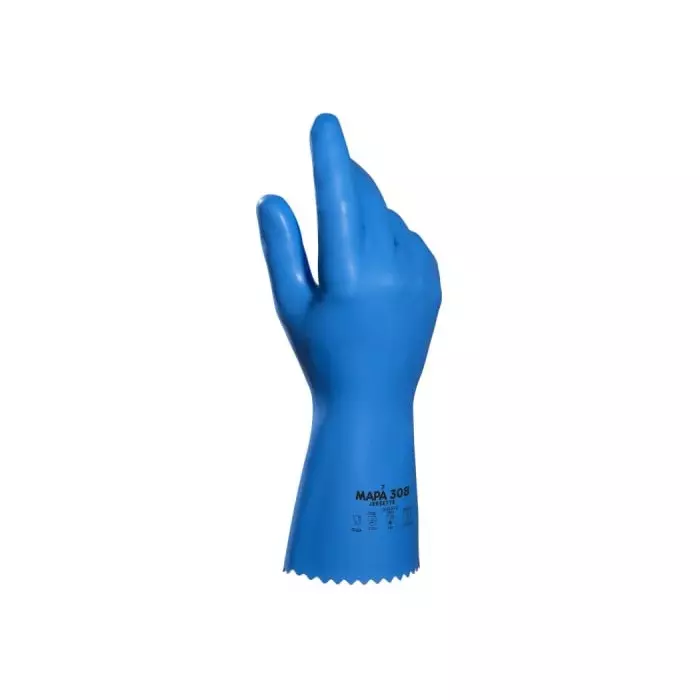 Mapa Jersette 308 Blue Natural Latex Abrasion Resistant Cut Resistant General Purpose Puncture Resistant Tear, 34308008
