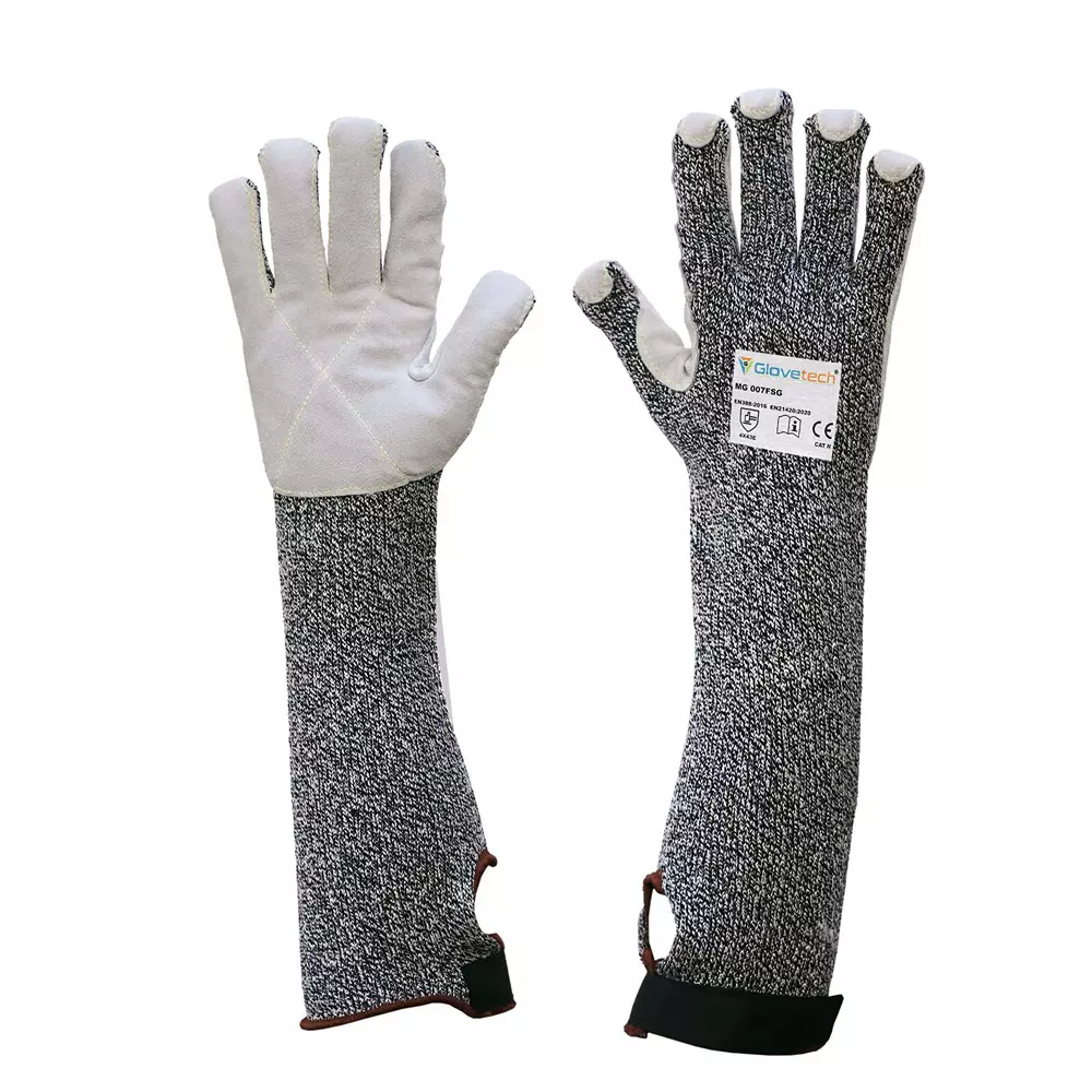 Glovetech Meta Glass Premium Cut Resistant FSG Gloves Standard Coating White & Gray Medium Size, MG 007 FSG (Pack of 60 Pair)