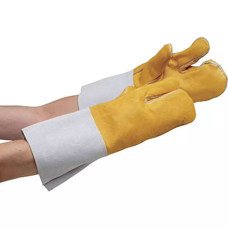 MIDORI Cowhide Gloves Yellow Free Size 25.0 cm Palm Circumference, cuffs: floor leather, MT-107D-3P