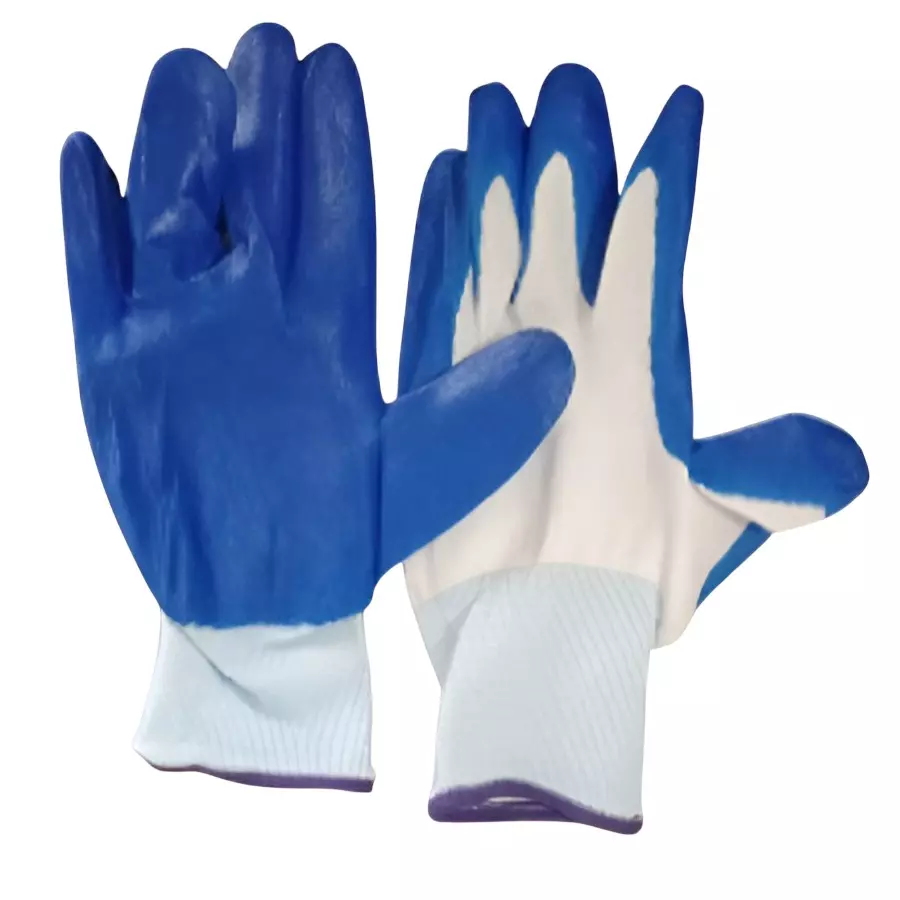 iMTSP Cut Resistant Gloves Nitrile Coated Standard Size White and Blue