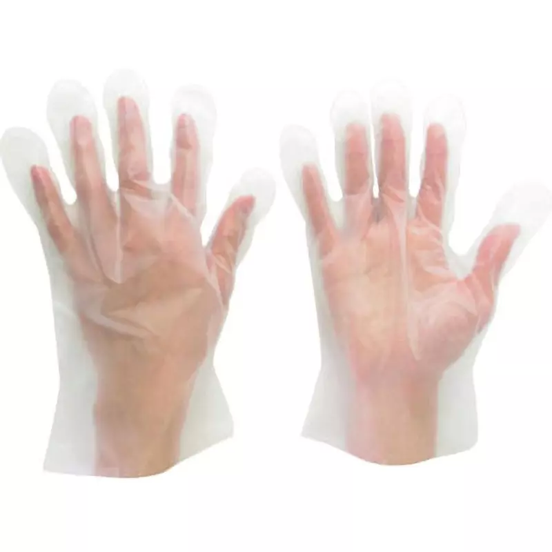 MIDORI Polyethylene Disposable Gloves Clear SS Size 24.5 cm Palm Circumference, VERTE-573 (Pack of 100 Pair)
