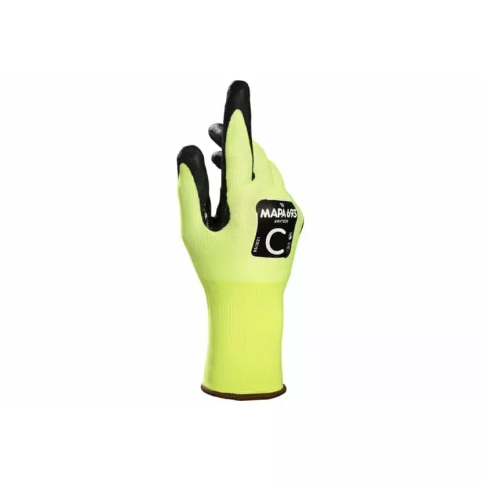 Mapa KryTech 693 Yellow Nitrile Foam Abrasion Resistant Cut Resistant Puncture Resistant Tear Resistant Cut, 34693000