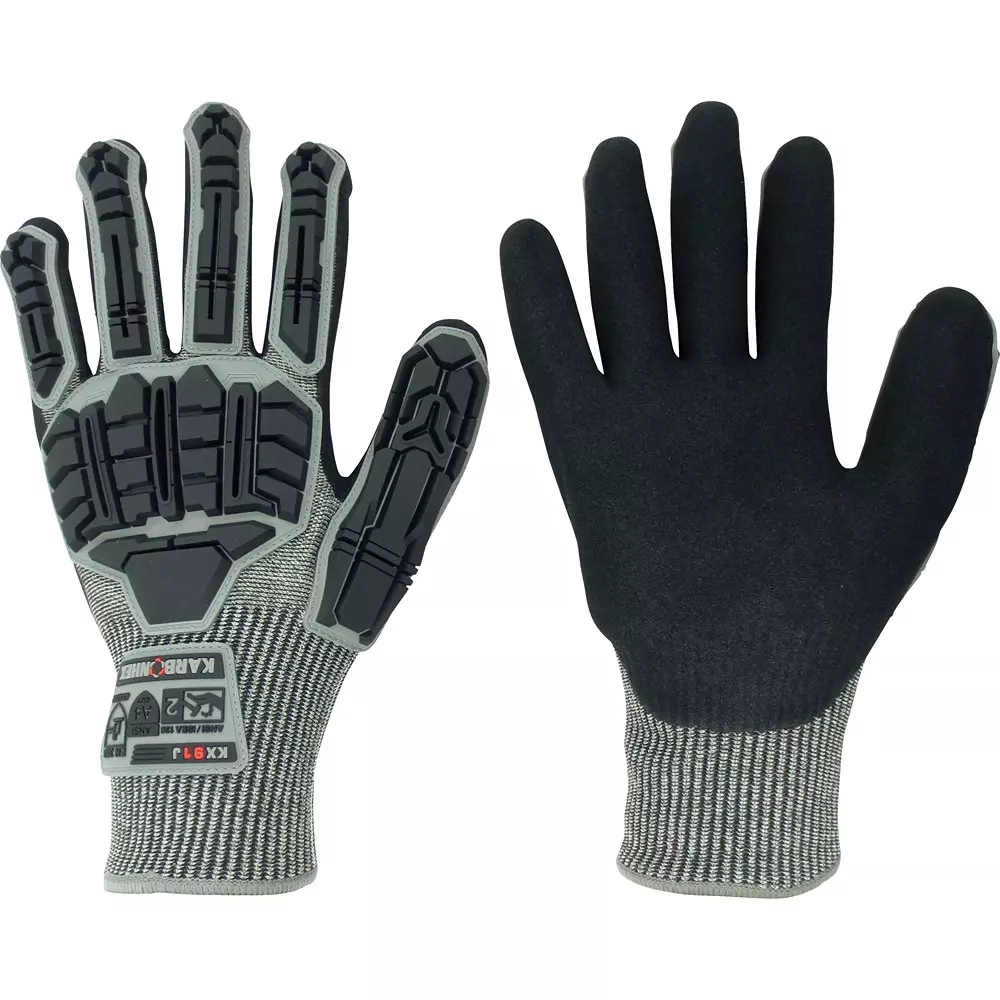 MIDORI Cut Resistance Gloves Gray / Black L Size 21.4 cm Palm Circumference, KX-91J-L