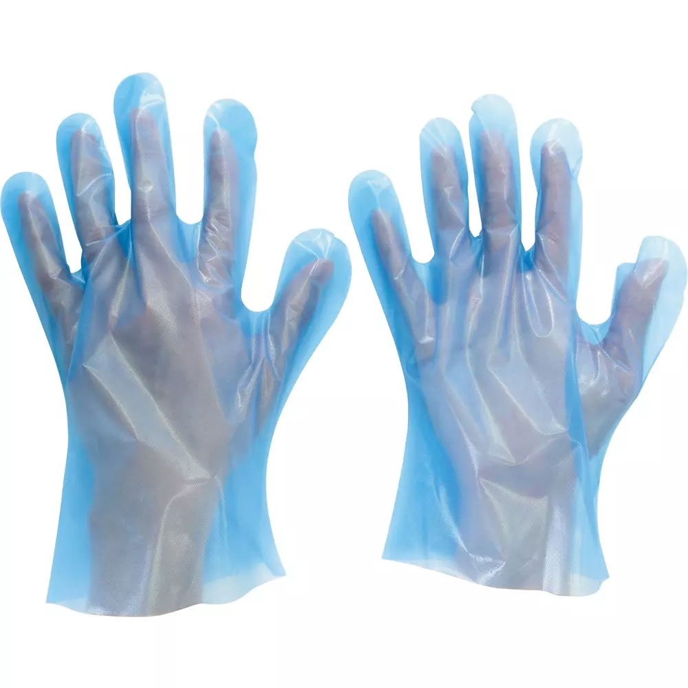 MIDORI Polyethylene Disposable Gloves Blue S Size 26.0 cm Palm Circumference, VERTE-585-S (Pack of 100 Pair)