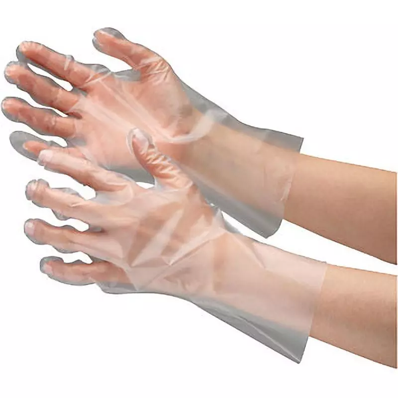 MIDORI Polyethylene Disposable Gloves Clear S Size 27.8 cm Palm Circumference, VERTE575S (Pack of 200 Pair)