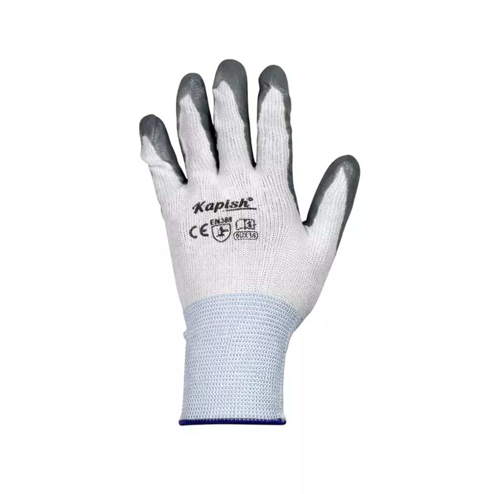 GENERIC White and Grey Standard Cut Resistant Gloves, (Pack of 12)