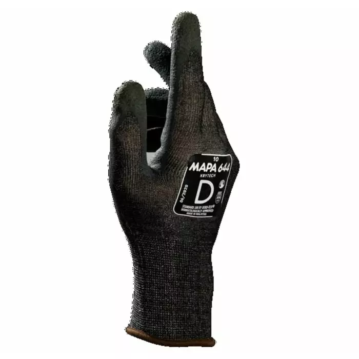 Mapa KRYTECH 644 Black HPPE Cut Resistant Gloves Size 8 Nitrile Foam Coating, 34644018