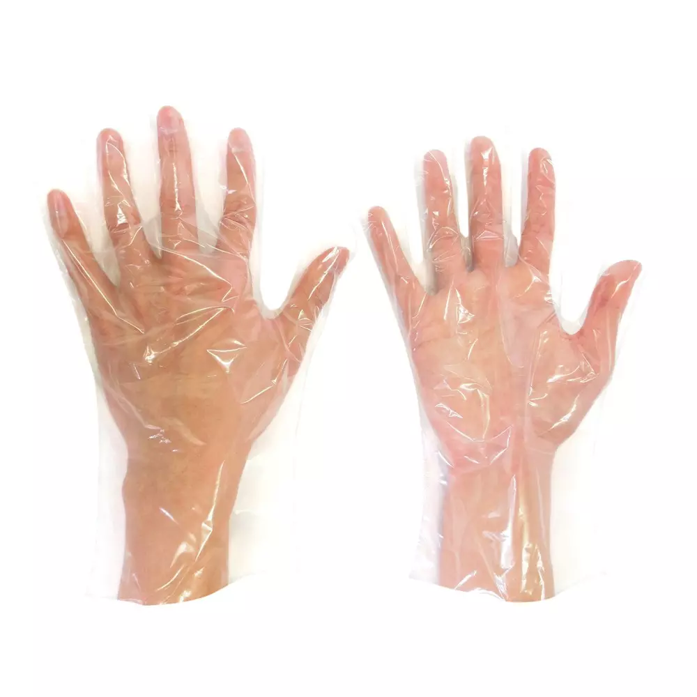MIDORI Polyethylene Disposable Gloves Clear M Size 29.0 cm Palm Circumference, VERTE-550N-M (Pack of 200 Pair)