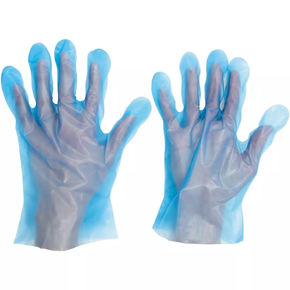 MIDORI Polyethylene Disposable Gloves Blue S Size 25.5 cm Palm Circumference, VERTE-574-S (Pack of 100 Pair)
